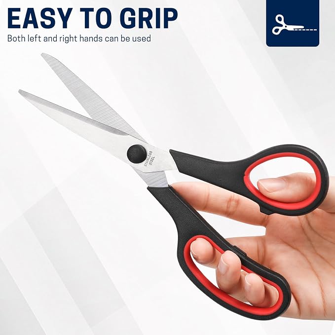 BURVAGY 8" Multipurpose Scissor Bulk 48 Pack, Comfort Grip Handles Ultra Sharp - Image 7