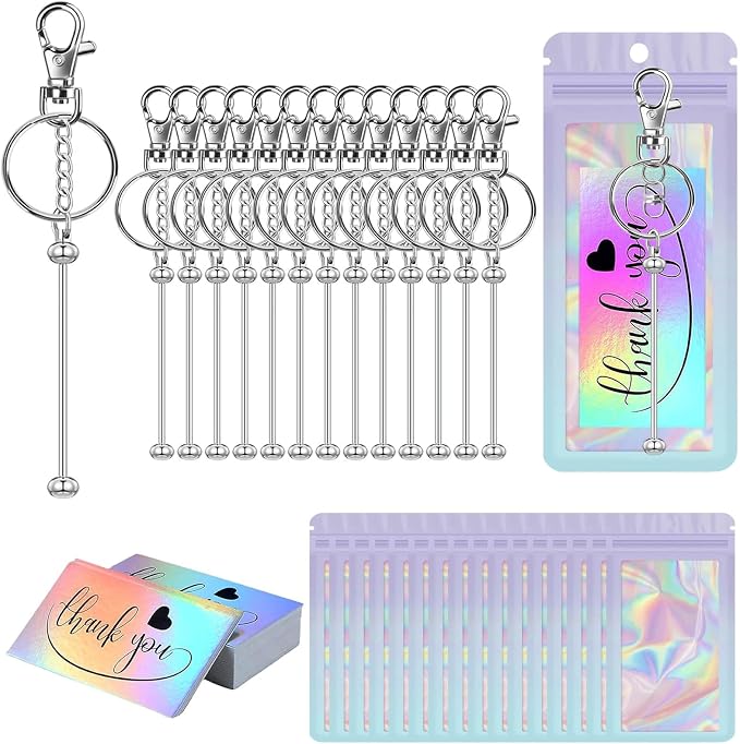 42/84/126 Pcs Beadable Keychain Bars Bulk Blank DIY Beaded Keychain Making by Unknown