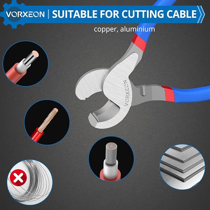 Cable Cutters 10 Inch Heavy Duty Wire Cutter High Leverage Cutter Tool Big Wire Cutters, Electrical cable cutters For Aluminum, Copper, Communications and Ethernet Cable