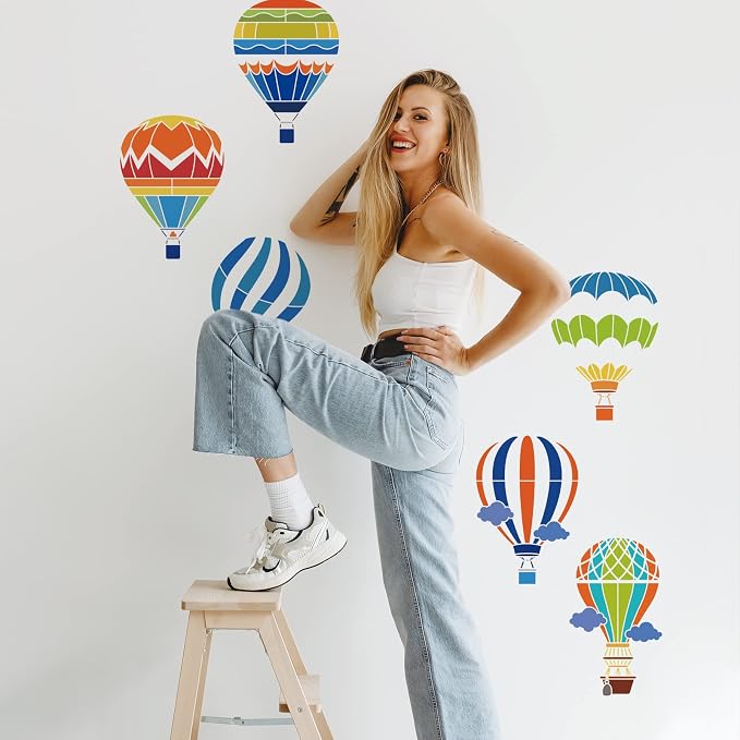 INFUNLY 8pcs Hot Air Balloon Wall Stencils - Image 8