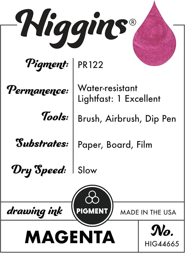 Higgins Magenta Pigmented Drawing Ink - Image 3