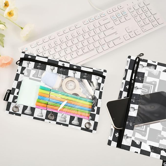 Custom Chess Checkered Plaid Pencil Pouch - Image 5