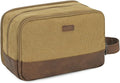 WANDF Travel Toiletry Bag for Men Large Toiletries Shaving Bag Water Resistant Hanging Dopp Kit Travel Accessories Bag for Women Men (Khaki)
