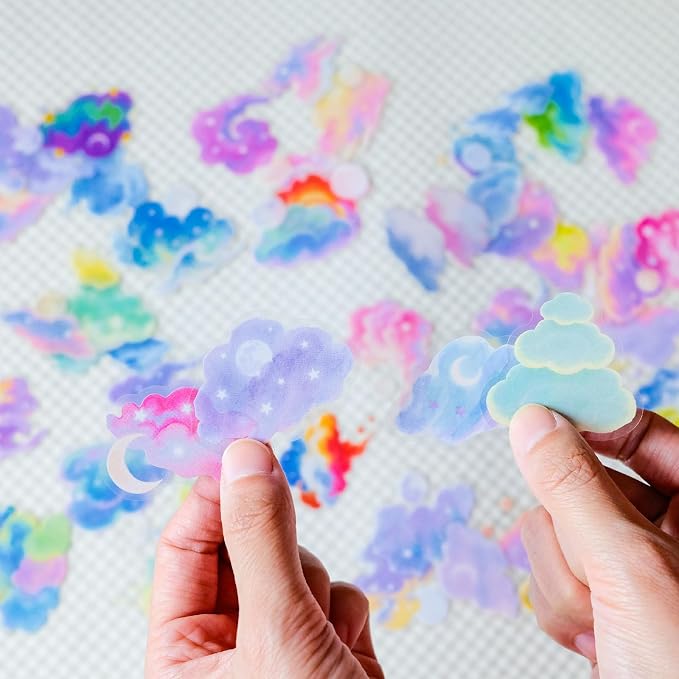 50Pcs Weather Stickers Transparent Aesthetic Cloud Stickers - Image 4
