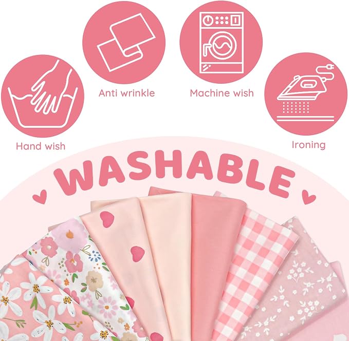 Aubliss 8pcs Fat Quarter Fabric Bundles Quilting Cotton Craft Fabric Pre-Cut - Image 4