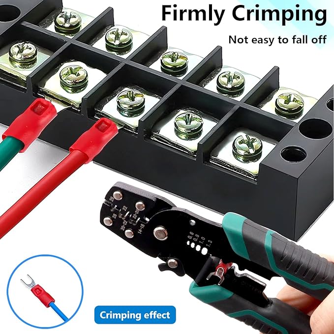 smseace 246pcs Crimping Tool with Fork Spade Connectors 3-Sizes M4/#8 22-10AWG Wire Fork Connectors U-Type Terminal Multifunction Wire Crimping Tool