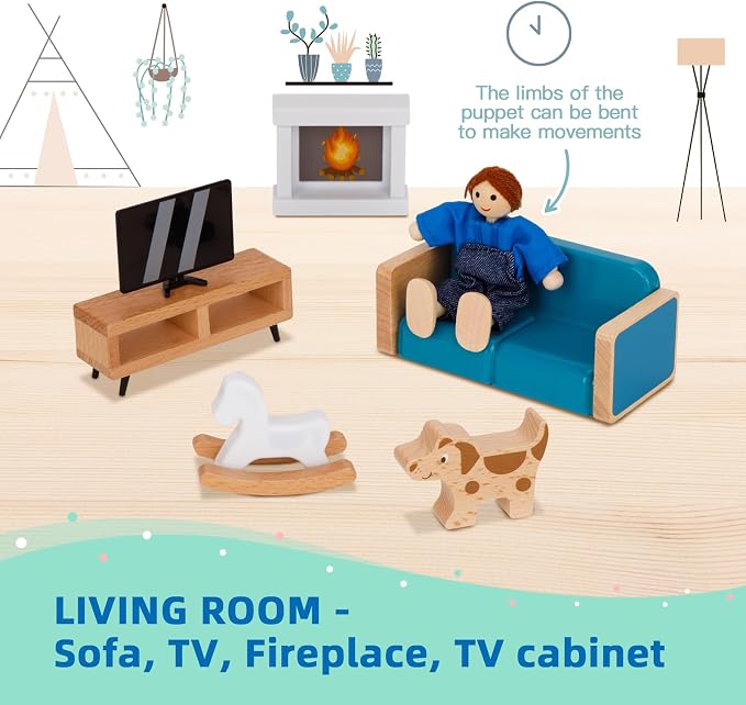 OOOK Wooden Dollhouse Furniture Set - Image 3