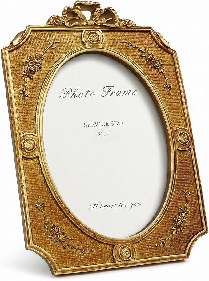 Cuspin 5x7 Picture Frame Vintage Bow Frame, Bronze Textured Resin Photo Frame by Cuspin