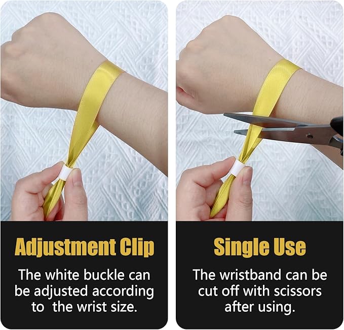 100 Pcs Cloth Event Wristbands, Event Wristbands, Colored Wrist Bands for Events, for Lightweight Concert Wrist Strap for Activities, Party Bracelets for Events (Color : Gold)