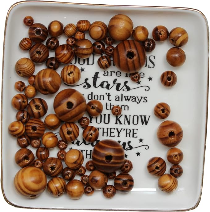 BetterJonny 600Pcs Natural Wood Round Beads, 6 Sizes Handmade Polished Spacer - Image 4