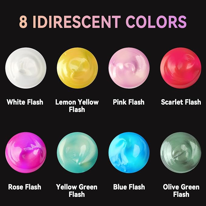 AUREUO Iridescent Acrylic Paint, 8 Colors x 0.71 Fl Oz / 21ml Pearlescent - Image 3
