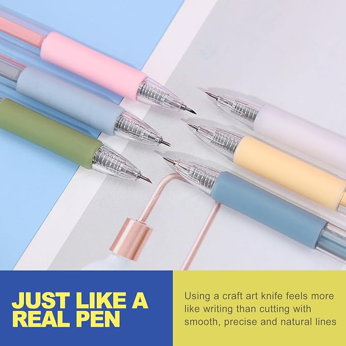 6 Pack Retractable Precision Craft Knife Pen Set, Fine Point Art Paper Cutter - Image 4