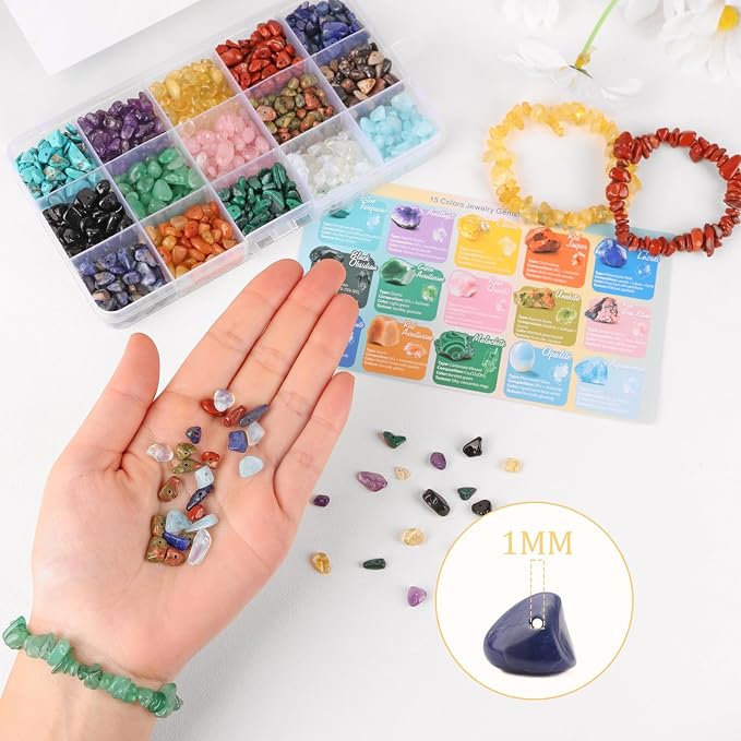 Crystal Chips Beads for Jewelry Making, 15 Colors Natural Gemstone Beads Making - Image 5