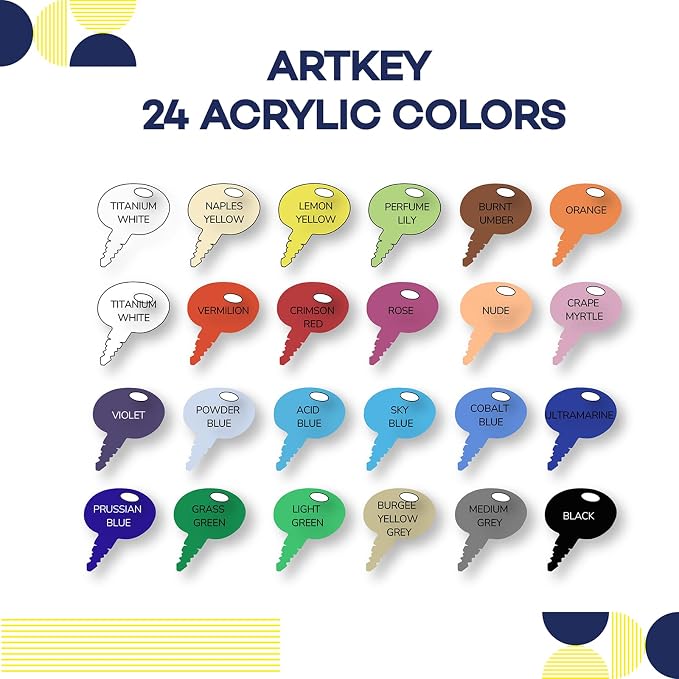 Artkey Acrylic Paint Set, 24 Colors 2 oz/59 ml Acrylic Paint Kit - Image 2