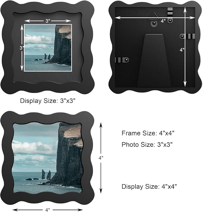 4x4 Wavy Picture Frame With Mat - Image 3