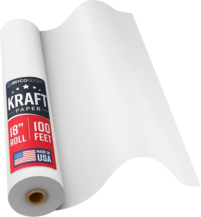 Bryco Goods 18”x1200” White Wrapping Paper – Kraft Paper Roll by BrycoGoods