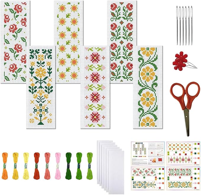 FREEBLOSS 6 PCS Cross Stitch Bookmark Kits by FreeandCreativeCraftsArt