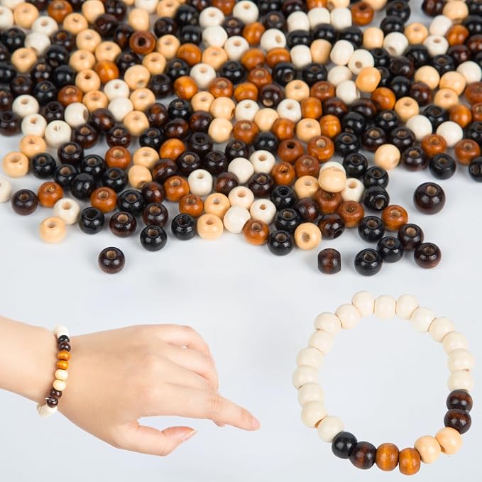 1000pcs 8mm Wooden Beads for Crafts, Large Hole Wood Beads Bulk, Natural Round - Image 4