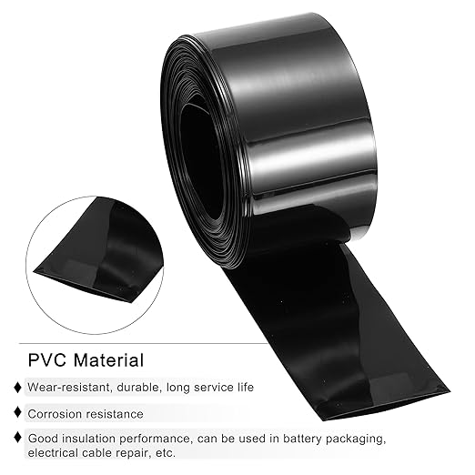 MECCANIXITY Battery Wrap PVC Heat Shrink Tubing 26mm Dia 43mm Flat 33 Feet(10meters) Black Good Insulation for Battery Pack