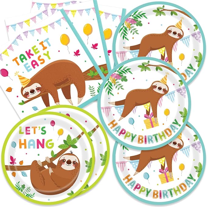 40Pcs Sloth Birthday Party Decorations Supplies Set by Unknown