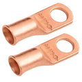 SELTERM 2pcs 4 AWG 5/16" Stud Copper Wire Lugs, Battery Lugs, Ring Terminals, Battery Cable Ends, 4 Guage Ring Terminal Connectors, UL Heavy Duty Bare Copper Eyelets Battery Terminal Connectors