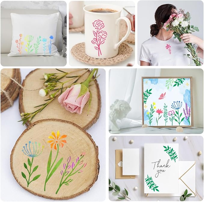 50 PCS Flower Stencils for Crafts Reusable Flower Stencils for Painting on Wood - Image 7