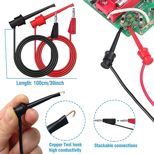 Multimeter Test Leads Kit,25PCS Current Probes with Replaceable Alligator Clips,Precision Sharp Probe,Test Hook,Test Tweezer,Wire Piercing Test Probe for Digital Electrical Multimeter Testing
