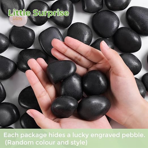 SIDONG 5 lbs Black River Rocks, 1.2-2 Inches Polished Pebbles - Image 2