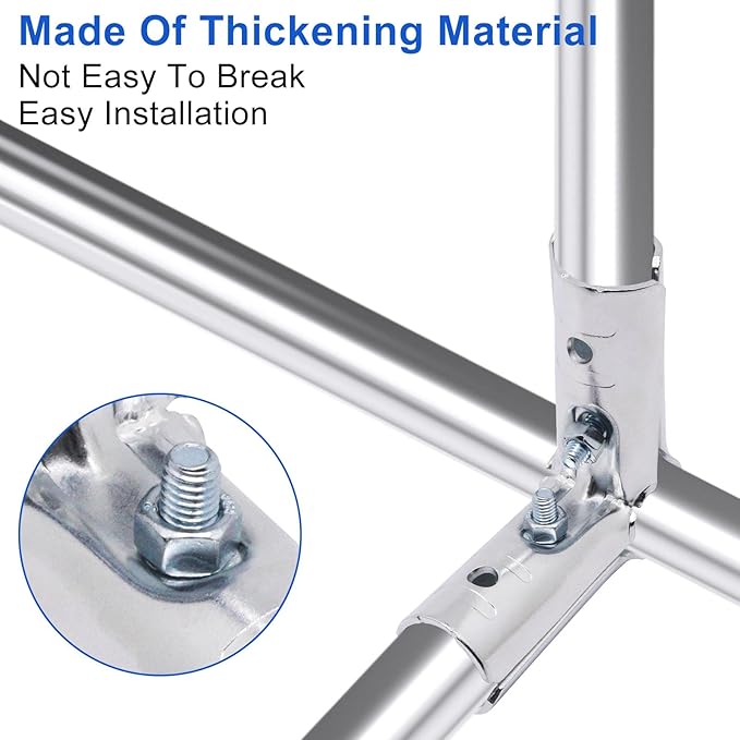 90 Degree Pipe Connector Tee Clamp Fittings, Steel Connection Clamps Set with Small Wrench （2set, 20mm）