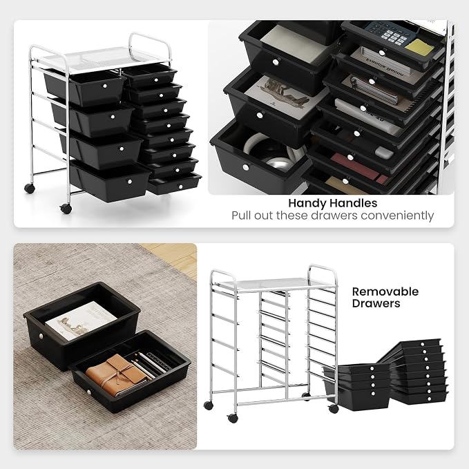 BECOMFORT 15-Drawer Rolling Cart - Image 6
