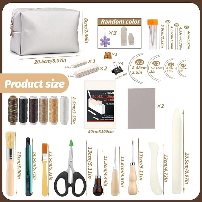JUPEAN 45 Pcs Book Binding Kits Bookbinding Kit Book Press 7.9”x11.6” - Image 2
