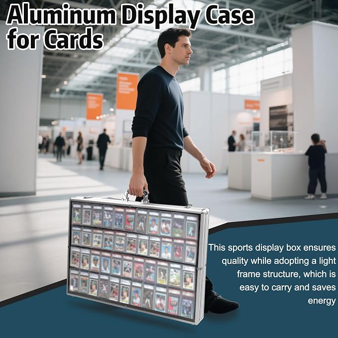Silver Large 34"x22" Aluminum Show Card Display Case, Lockable Trading Card - Image 6