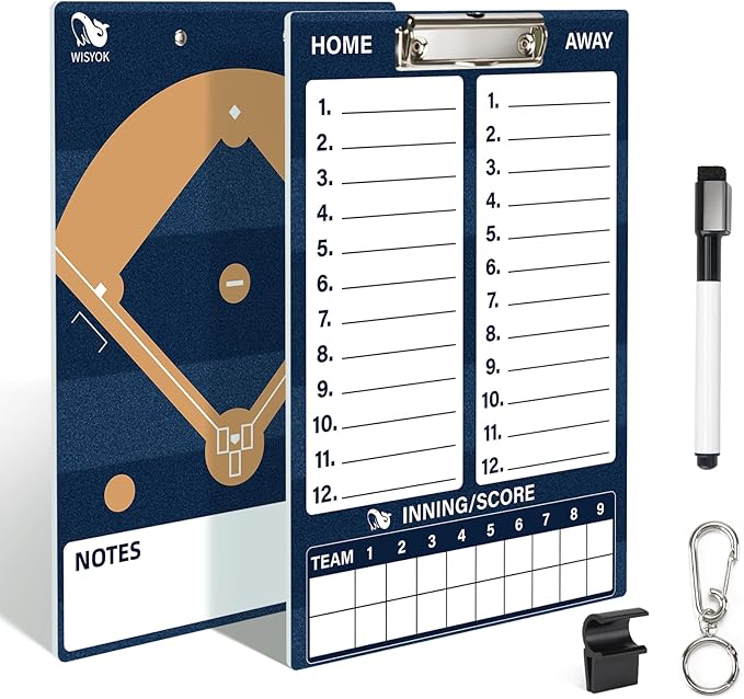 WISYOK Double-Sided Dry Erase Baseball Clipboard by WISYOK