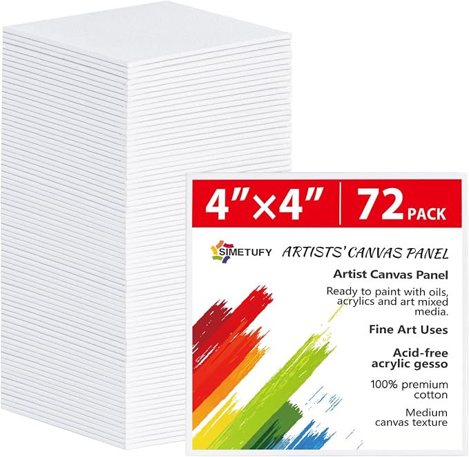 Simetufy 72 Pcs 4x4inch Mini Canvas Boards by Simetufy