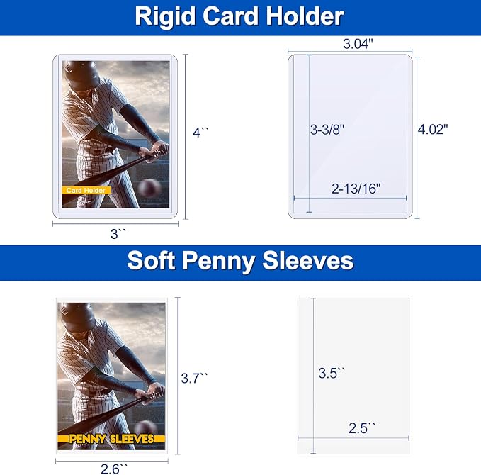 200 Card Sleeves Hard Plastic, Sooez Premium 35PT 3"X4" Baseball Card - Image 2