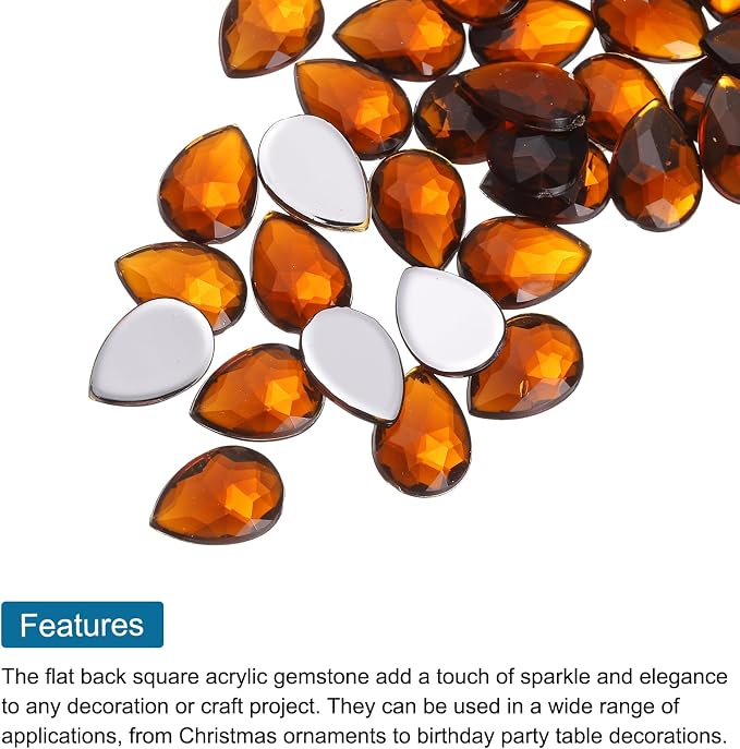 MECCANIXITY 50PCS Flat Back Acrylic Teardrop Gems 10x14mm Artificial Rhinestones - Image 4