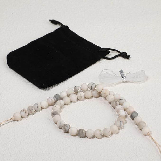 8mm Matte White Quartz Bead, 15-Inch Matte Round Loose Stone Beads - Image 7
