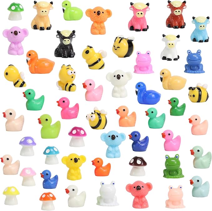 52PCS Mini Animal Figurines Miniature Animals Set Tiny Resin Animals by Unknown
