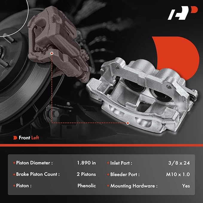 A-Premium Disc Brake Caliper Assembly with Bracket Compatible with Select Jeep Models - Commander 2006-2010, Grand Cherokee 2005-2010, Sport Utility - Front Left Driver Side