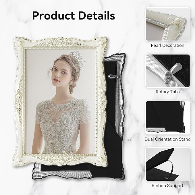DIKAR 4x6 Vintage Picture Frames, Retro Silver Baroque Photo Frame - Image 6