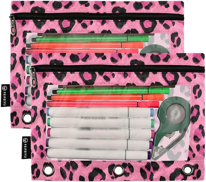 Hot Pink Black Leopard Print Pencil Pouch - Image 2