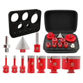 Diamond Core Drill Bit Set - FOCSTOL 10pcs (6/8/10/25/35/50/65mm+10mm Finger Milling Bit+50mm Beveling Chamfer Bit+Hex) Hole Saw Kit for Porcelain Ceramic Tile Marble Granite with 5/8''-11 Thread