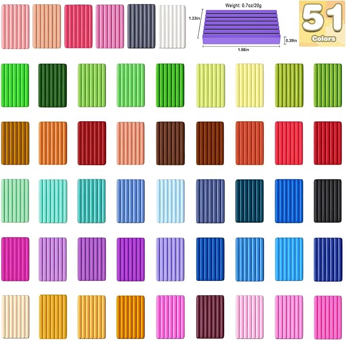Ixiaoyoo 51 Colors Polymer Clay, Oven Bake DIY Modeling Clay - Image 2