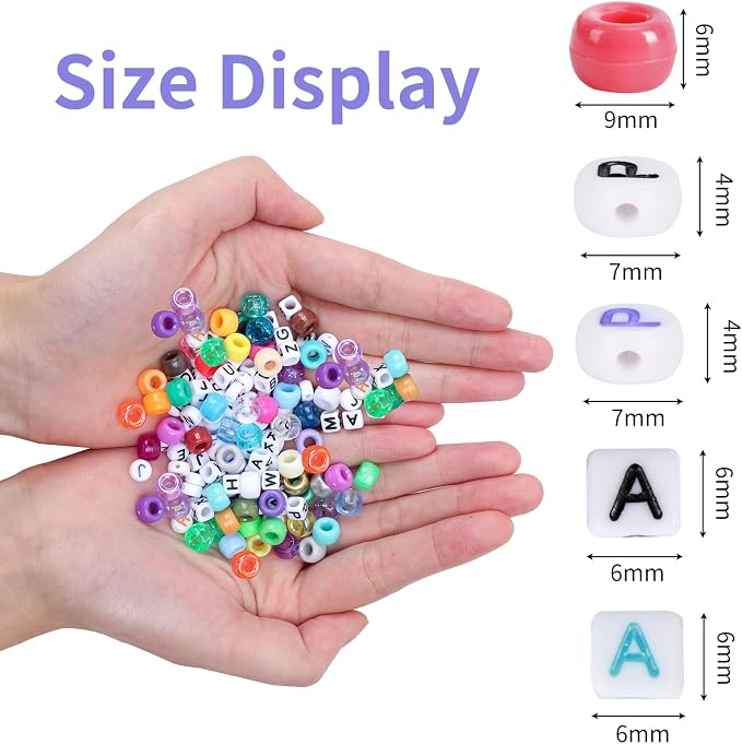 QUEFE Pony Beads for Bracelet Making Kit 64 Colors, Letter Beads and Elastic - Image 2