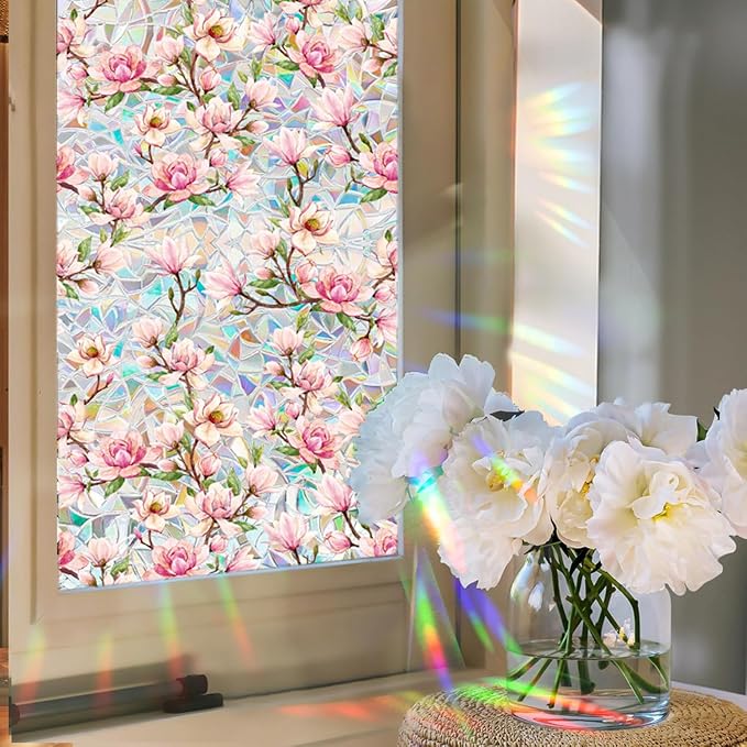Floral Stained Glass Window Privacy Film, Retro Decorative Rainbow Window - Image 5