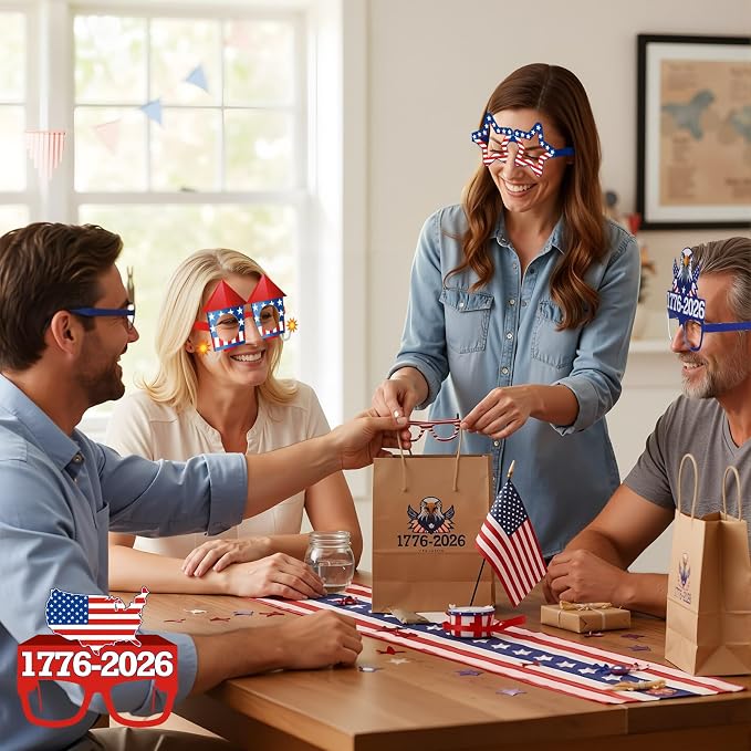 Pajean 48 Pcs USA Patriotic Party Decorations Eyeglasses 250th Anniversary - Image 6