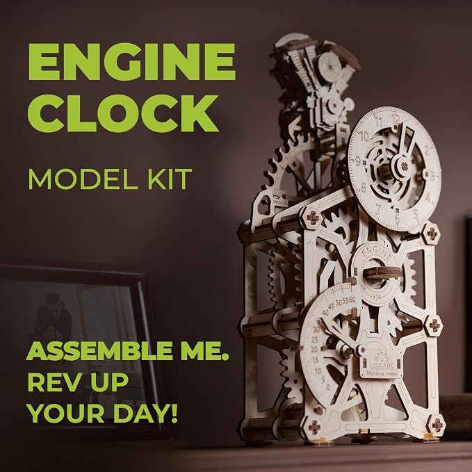 UGEARS Engine Clock 3D Wooden Puzzles - Image 8