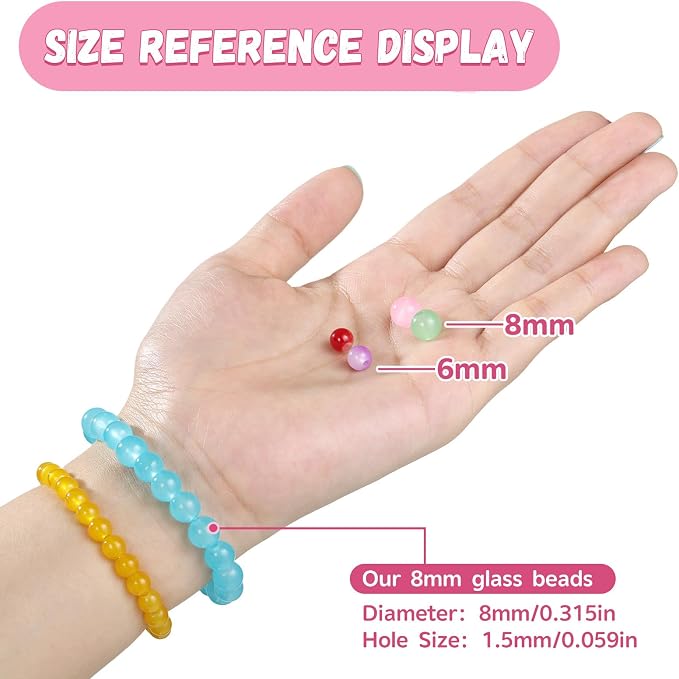 Funtopia 8mm Glass Beads for Bracelets, Crystal Beads for Jewelry Making | - Image 4