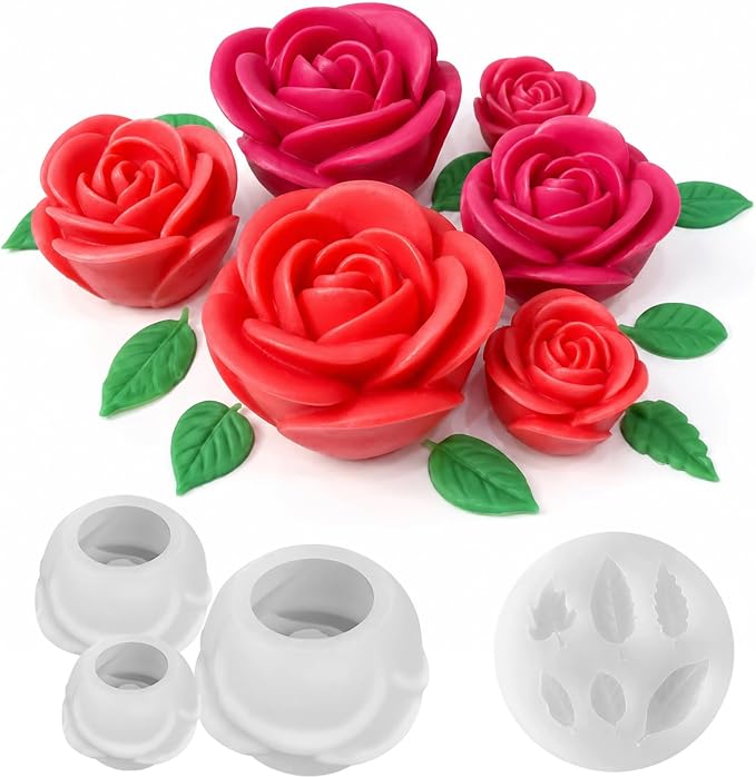 4 PCS Rose Candle Mold Silicone – Flower Shape by JDHSilicone
