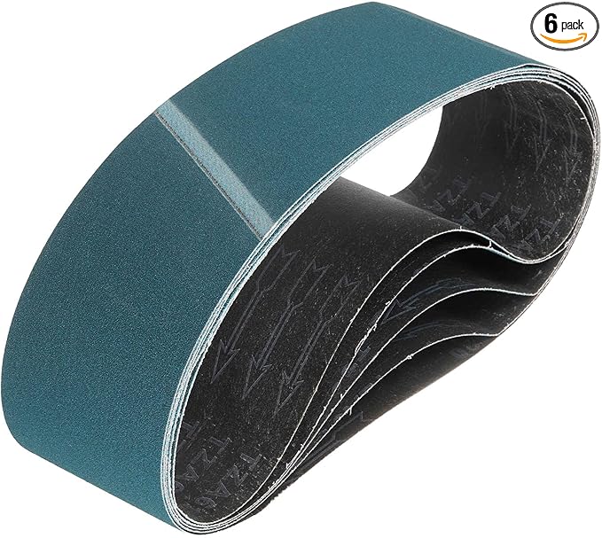 HARFINGTON 6 x 48 Inch Sanding Belts, 6 Pcs 120 Grit Zirconia Abrasive Belt Sander File Belt for Woodworking, Metal Polishing, Knife Sharpener